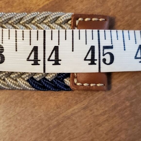 NWT Cremieux Mens Sz L/XL (45") Fabric Wovem Stretch Belt Khaki & Navy - Picture 8 of 10